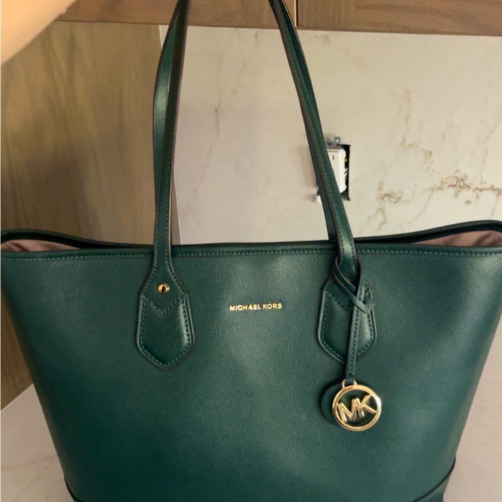 Michael Kors Dark Green Tote Bag